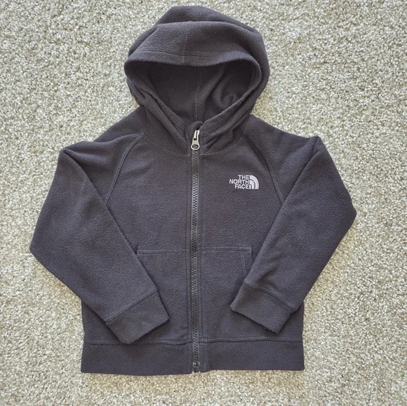 The North Face Kids Toddler Black Fleece Full Zip Hooded Jacket 2T Sweater Warm - Picture 1 of 9